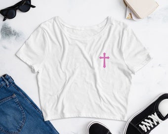 Pink Cross Crop Tee