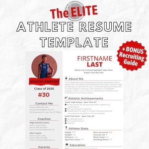 Modèle de CV de recrutement universitaire pour étudiants-athlètes | Google Doc + Guide de recrutement | NCAA NAIA