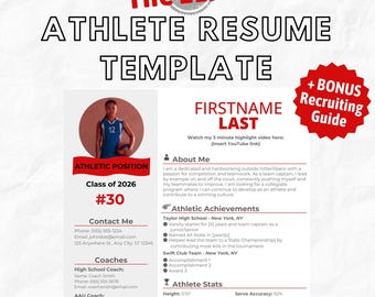 College Recruiting Resume Template for Student Athletes | Google Doc + Recruiting Guide | NCAA NAIA