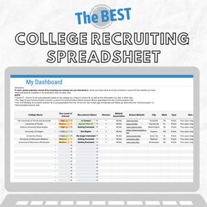 Il MIGLIOR foglio di calcolo per il reclutamento universitario per studenti atleti / Tracker di borse di studio atletiche / Registro dei contatti degli allenatori / Foglio di calcolo Google