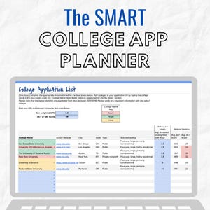 The SMART College Application Tracker | College Admissions Spreadsheet & Organizer | Auto Populating Comparison Excel for Students + Parents