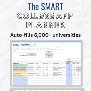 The SMART College Application Tracker | College Admissions Spreadsheet & Organizer | Auto Populating Comparison Excel for Students + Parents
