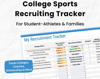 College Sports Recruitment Tracker | Student Athlete Scholarship Spreadsheet (Google Sheet)