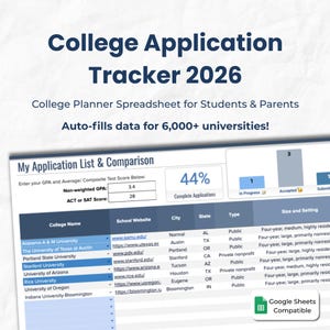 Aanmeldings- en toelatingsspreadsheet SMART College | Google Spreadsheets University Admissions Tracker & Organizer