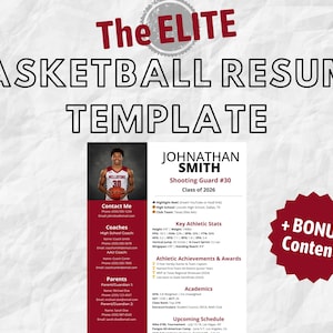 Elite Basketball Resume Template for College Recruitment and sports scholarship for high school and college students
