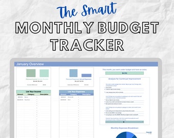 The SMART Monthly Budget Tracker  | Monthly Financial Spreadsheet | Annual Spending Spreadsheet