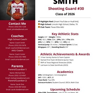 Editable Student Athlete Resume for Google Docs