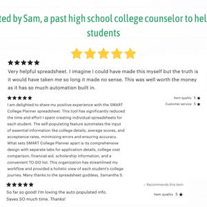 This college scholarship tracker spreadsheet was created by Sam, a past high school college counselor to help her students.
