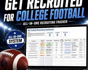 Rastreador de reclutamiento de fútbol americano universitario: Hoja de cálculo de Google de la NCAA (Descarga digital)