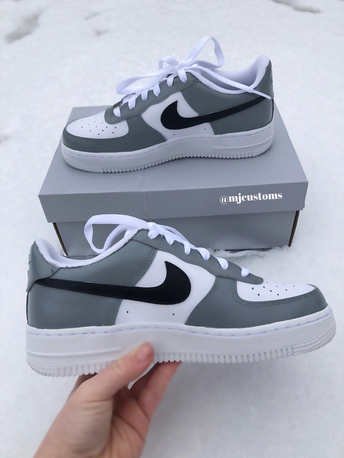 air force 1s grey and black