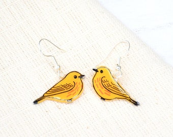 Yellow Warbler Earrings, Spring Birds, Bird Earrings, Yellow Bird Jewelry, Dangle & Drop, Cute Animal Earrings, Unique Handmade Bird Gift