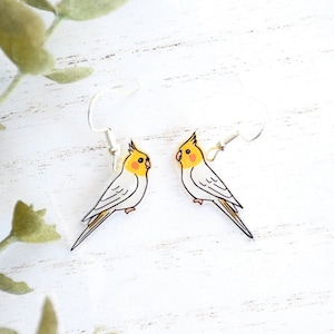 Cockatiel Earrings, Bird Earrings, Parrot Earrings, Dangle & Drop, Bird Jewelry, Handmade Earrings, Cute Animal Earrings, Handmade Bird Gift