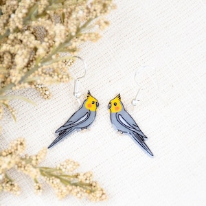 Cockatiel Earrings, Bird Earrings, Parrot Earrings, Bird Jewelry, Handmade Earring, Cute Animal Earring, Handmade Pet Bird Gift, Birder Gift