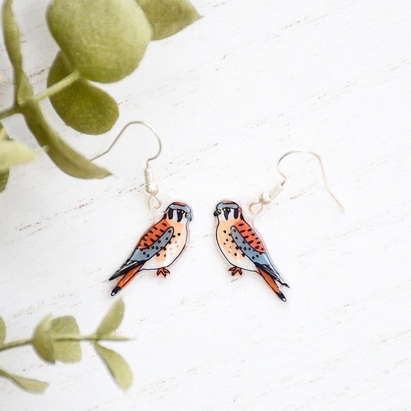 American Kestrel Earrings, Hawk Earrings, Raptor Earrings, Falcon Earrings, Cute Bird Earrings, Handmade Earrings, Birdwatcher Gift, Birder