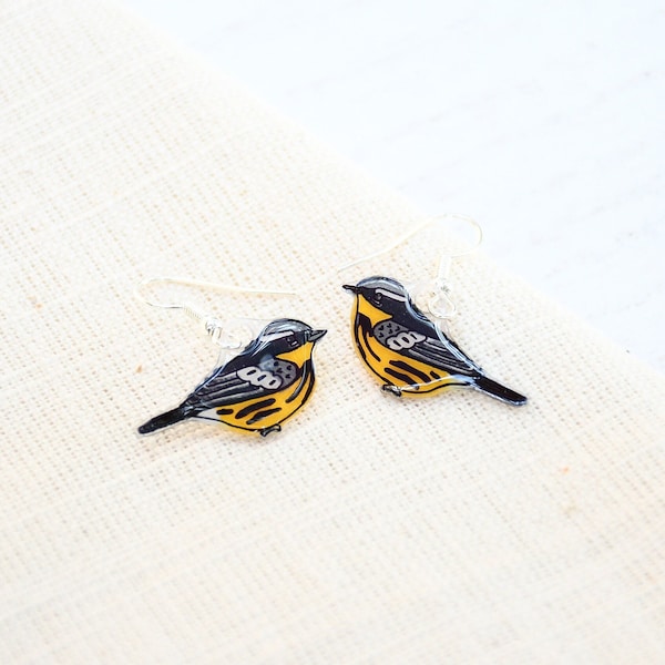 Magnolia Warbler Earrings, Bird Earrings, Dangle & Drop, Bird Jewelry, Cute Animal Earrings, Unique Earrings, Handmade Earrings, Bird Gift