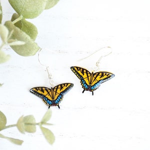 Yellow Swallowtail Butterfly Earrings, Yellow Butterfly, Handmade Spring Earrings, Colorful Earrings, Cute Butterfly Earrings, Wing, Insects