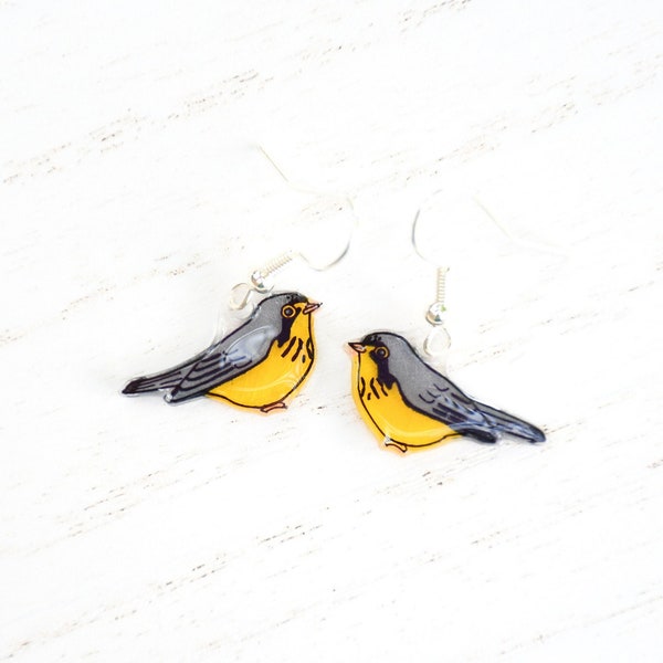 Canada Warbler Earrings, Bird Earrings, Dangle & Drop, Bird Jewelry, Handmade Earrings, Cute Bird Earrings, Handmade Bird Gift, Unique