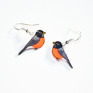 Robin Earrings, Bird Earrings, Dangle & Drop, Handmade Earrings, Bird Jewelry, Cute Animal Earrings, Unique Earrings, Handmade Bird Gift