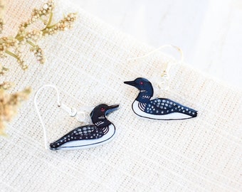 Loon Earrings, Bird Earrings, Handmade Earrings, Common Loon, Cute Loon Earrings, Bird Jewelry, Loon Art, Water Bird, Birdwatcher Gift