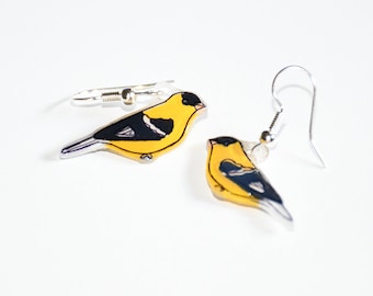 American Goldfinch Earrings, Dangle & Drop, Bird Earrings, Handmade Earrings, Bird Jewelry, Unique Earrings, Cute Animal Earrings, Bird Gift