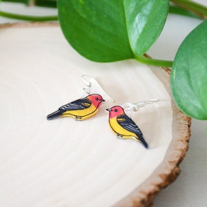 Western Tanager Earrings, Bird Earrings, Bird Jewelry, Dangle & Drop, Cute Animal Earrings, Unique Earrings, Handmade Earrings, Bird Gift image 5