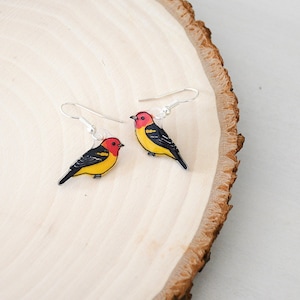 Western Tanager Earrings, Bird Earrings, Bird Jewelry, Dangle & Drop, Cute Animal Earrings, Unique Earrings, Handmade Earrings, Bird Gift image 6