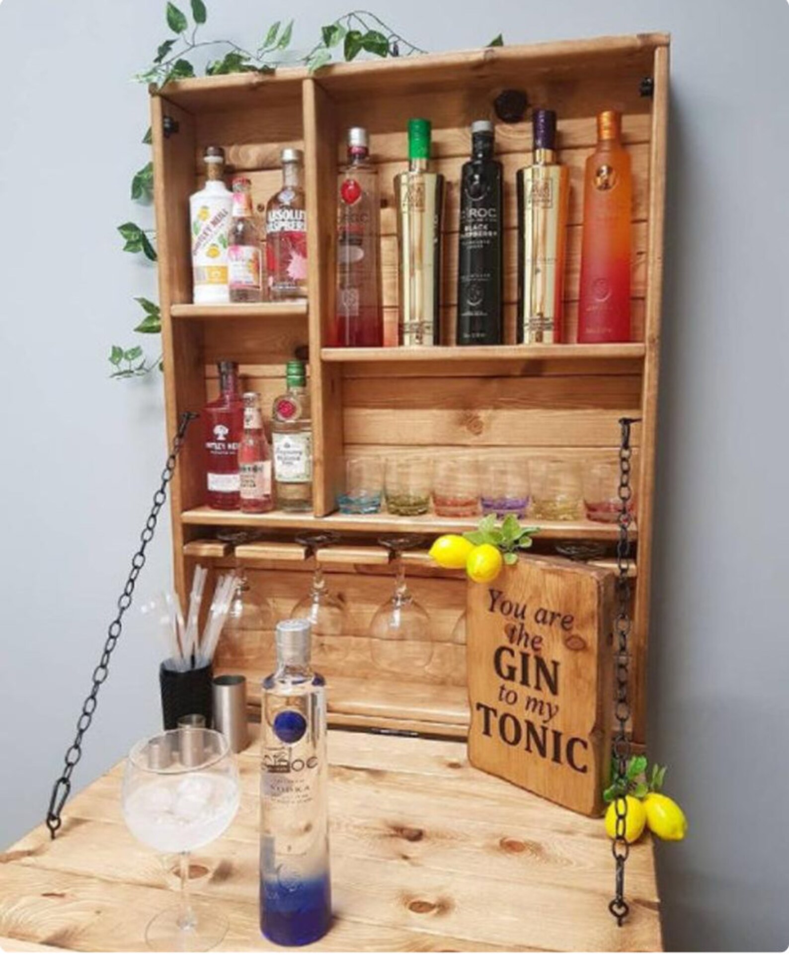 Wooden Wall Mounted Garden Bar Outside or Indoor Bar Gin | Etsy