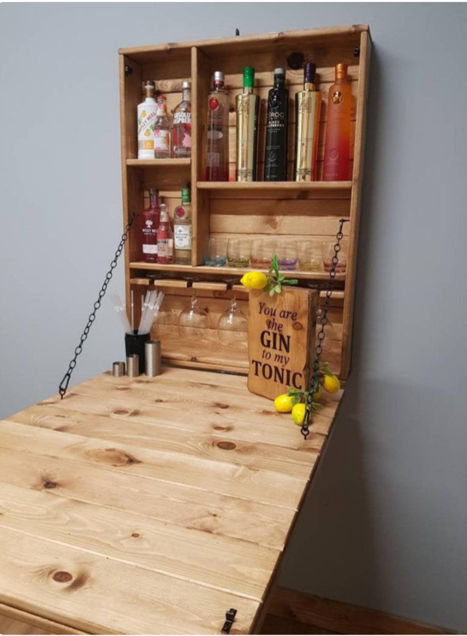 Wooden Wall Mounted Garden Bar Outside or Indoor Bar Gin Etsy