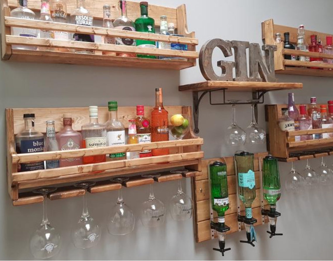 Home Optics Wall Bar Rustic Reclaimed Wood for Spirits display Etsy