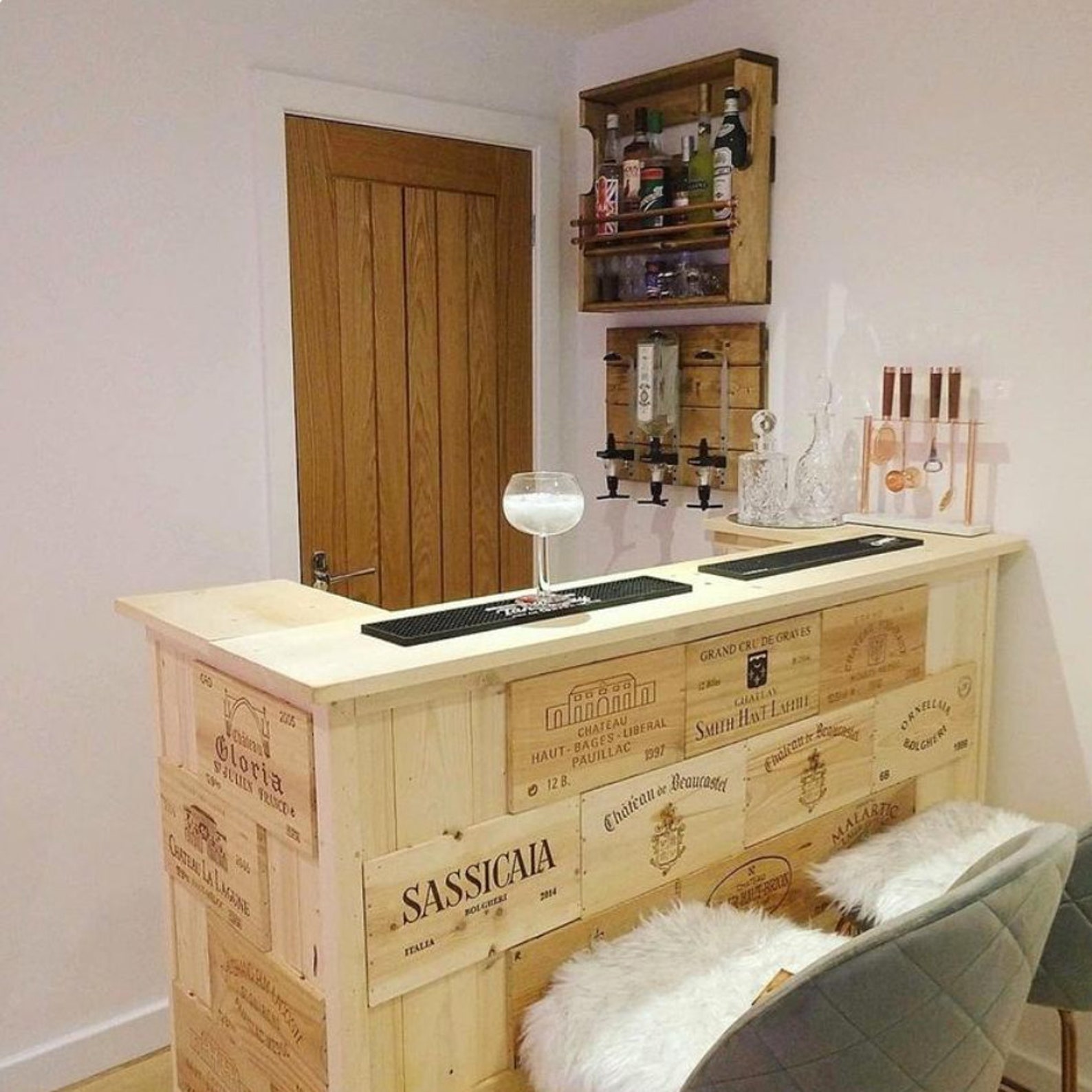 Home Optics Wall Bar Rustic Reclaimed Wood for Spirits display Etsy