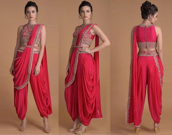 Dhoti Pants and Attached Dupatta Set 