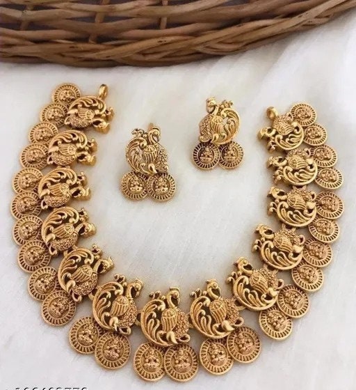 Indian Traditional Matte Gold Jewellery Set Temple Jewellery Etsy