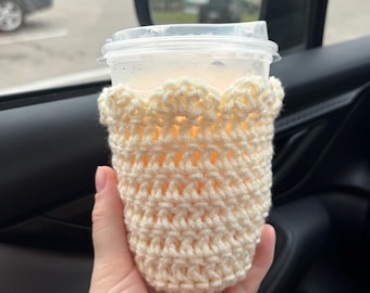Cream Colored Tulip Style Crocheted Cup Cozie