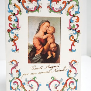 Italian Christmas Card - Tanti Auguri per un sereno Natale with Madonna and Child
