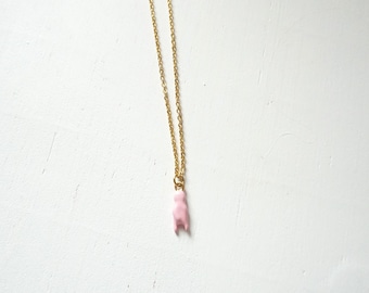 Italian Mano Necklace by ConAmore Gems - Pink Mano Cornuto Chain