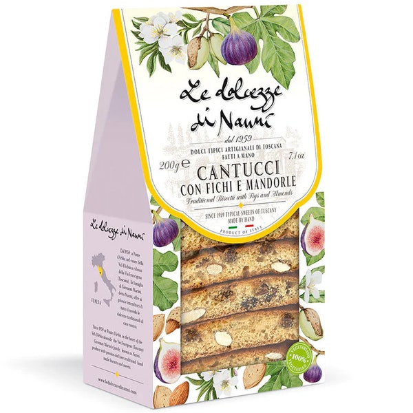 Almonds and Figs Cantucci in Gift Box by Nanni Made in Italy