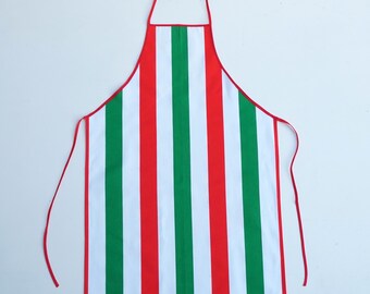 Italian Flag Tricolore Red White and Green Apron - Cotton Apron Made in Italy