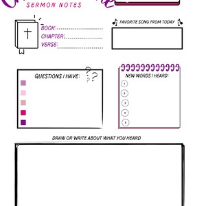 Sermon Notes for Kids Bible Study Journal for Children Printable Church ...
