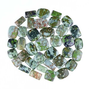 Grüne Gabru Jaspis Cabochons: Kissen & Rechteck Edelstein Lot