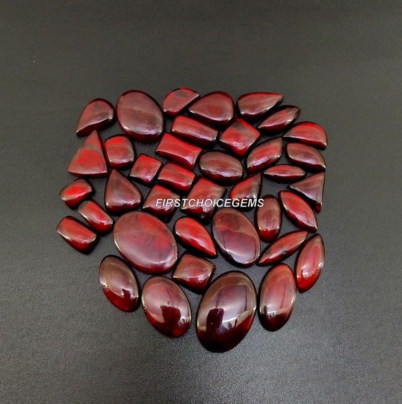 Red Coated Labradorite Cabochon Lot: Mix Shape Gemstone (20-45mm