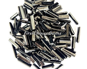 Black Tourmaline Pencils Lot: Healing Gemstone Sticks for Jewelry Making