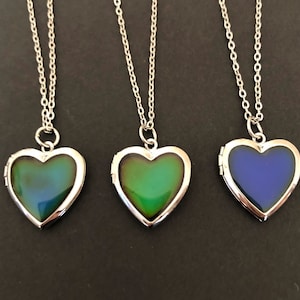 Mood Heart Locket Pendant Necklace