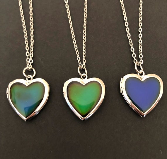 Amazon.com: Color Change Love Heart Pendant Necklace Temperature Sense  Color Changing Rings Glass Beaded Link Chain Trendy Necklace for Women  Girl-Rings & Necklace : Clothing, Shoes & Jewelry