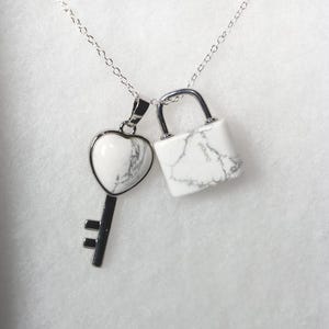 Lock & Key Natural Crystal Necklace Set – Choose Your Stone | Healing Crystals Jewelry | Gift Boxed