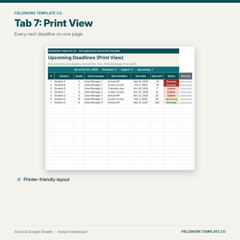 IEP Caseload Tracker Google Sheets, IEP Due Dates & Re-Evaluation Countdown, Service Minutes, Accommodations, Special Education Case Manager image 10