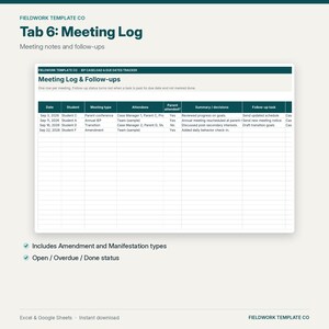 IEP Caseload Tracker Google Sheets, IEP Due Dates & Re-Evaluation Countdown, Service Minutes, Accommodations, Special Education Case Manager image 9