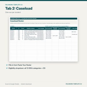 IEP Caseload Tracker Google Sheets, IEP Due Dates & Re-Evaluation Countdown, Service Minutes, Accommodations, Special Education Case Manager image 5