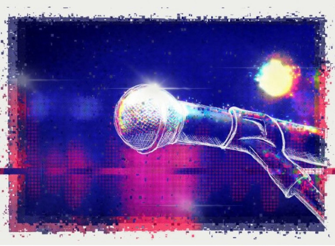Microphone Musicinspired Canvas Art Print Etsy