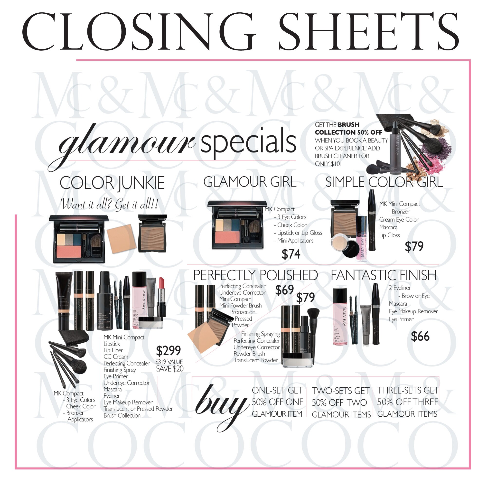 Party Closing Sheets Mary Kay Set Sheets Beauty Experience | Etsy