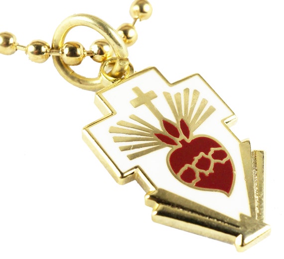 Sacred Heart of Jesus Christ Cross Catholic Charm Pendant Necklace